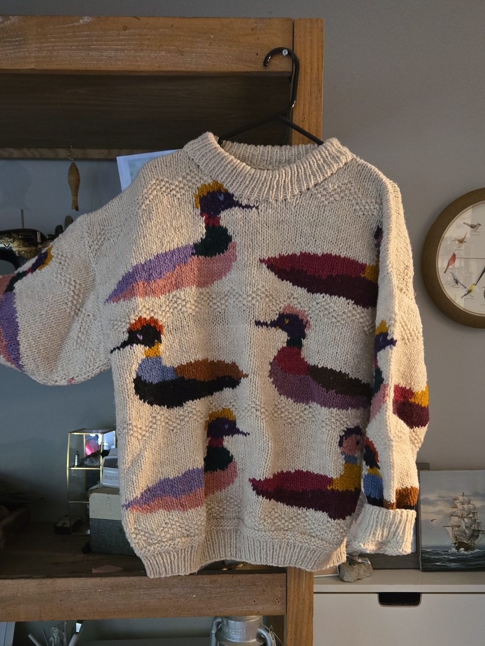 Cream Duck 100% Wool Sweater